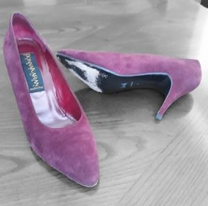 Donna Karan Size 6 Purple Suede 4'' heels